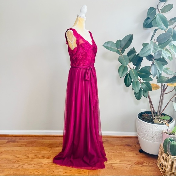 BHLDN Hitherto Sz14 Samantha Purple Lace Chiffon Maxi Dress Bridesmaids Formal - Picture 9 of 12